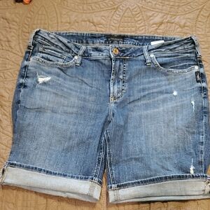 Silver Jeans Distressed Blue Jean Shorts